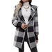 Women's Clothing Oversized Plaid Color-Block Knit Cardigan - Cozy Long Sleeve Hooded Sweater For Casual Streetwear_ecoleips.com