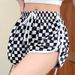 Women's Clothing Checkerboard Shorts Women Summer New Casual Sports Pants Thin High Waist Slim Hot Pants_ecoleips.com