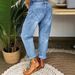 2025 European And American Cross-Border New Blue Ripped Jeans Women's Loose Washed Straight Casual Long Pants In Stock_ecoleips.com