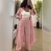New Women's Three Piece Set Mid Length Fashion Striped Long Sleeved Shirt Plus Size_ecoleips.com
