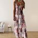 Women's Casual Long Maxi Dress Stylish V‑Neck Spaghetti Strap Design For Daily & Vacation Wear_ecoleips.com