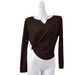 Women's Bamboo Yarn Long Sleeve V-Neck Yoga Top Aqua Loose Fit Casual Sportswear Home Wear_ecoleips.com