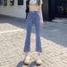 Women's Flared Jeans With Side Slits For Petite Figures, New Summer Style 2026, High-waisted Cropped Bell-bottom Pants_ecoleips.com