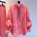 Chinese Style Women's Spring Set Rose Red High End Fashionable Youthful Elegant Two Piece Shirt And Pants Ensemble_ecoleips.com