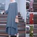2025 Muslim Solid Color Women's Two-Piece Casual Loose Long Sleeve Wide-Leg Pants Set_ecoleips.com