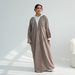 Voya Plus Size Modest Muslim Long Sleeve Abaya Cardigan – Loose Fit Solid Color Open Front Chiffon Abaya For Women (Sage Green)_ecoleips.com