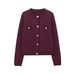 Women's Classic Gold-Button Knit Cardigan - Stylish Polyester Open Front Sweater For Fall & Winter_ecoleips.com