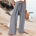 Women's Clothing New Loose Casual Trousers Solid Color Drawstring Bohemian Beach Pants_ecoleips.com