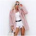 Women's Faux Fur Coat Long Sleeve Lapel Jacket Fashionable Winter Outerwear For Ladies (White, Khaki, Pink, Gray, Black, Brown)_ecoleips.com