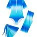 Women's Clothing Gradient Color Swimsuit Set With Sleeve Short Pants Skirt Style Cover Up Three Piece Swimsuit_ecoleips.com