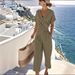 Women's Clothing Summer Fashion Solid Color Irregular Hem Short Sleeve Pant Set_ecoleips.com