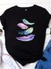 European And American Cross-border Foreign Trade Wholesale Clothing, Colorful Feather Round-neck Plus-size Short-sleeve_ecoleips.com
