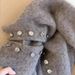 Women's Heavyweight Double-Breasted Stand Collar Zip-Up Knit Sweater Coat – Cozy Winter Pullover With Lazy Chic Style (Grey/Red)_ecoleips.com