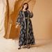 Muslim Dress Women Modest Luxury Abaya Set – Golden Embroidery & Sheer Mesh Layered Dress (Elegant Muslim Two-Piece)_ecoleips.com