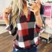 Women's Clothing New Spring And Autumn Shirt Plaid Print V Neck Long Sleeved Top T Shirt_ecoleips.com