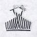 Women's Clothing Striped Halter Neck Sexy Swimsuit Women's Beach Bikini Hot Spring Swimsuit Top_ecoleips.com