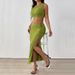 2025 Summer New College Style Simple Solid Color Top And Skirt For Women Two-Piece Set_ecoleips.com