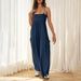 Summer Women's Casual Sleeveless Jumpsuit Square Neck Slim Wide Leg Overalls_ecoleips.com