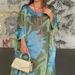 New Batwing Sleeves Loose Party Dress Ladies Elegant O-neck Swing Beach Dress 2026 Vintage Pattern Printed Vacation Long Dress_ecoleips.com