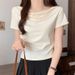 French-Style Design With A Plunging Neckline, One-Shoulder Cut, And Modal Fabric Short-Sleeved T-Shirt Perfect For Wom_ecoleips.com