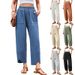 Women's Clothing New Casual Elastic Waist Pocket Nine Point Pants Straight Pants Women_ecoleips.com