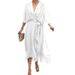 Women's Clothing Solid Color Lace Long Skirt Bat Sleeve Irregular Large Size Dress_ecoleips.com