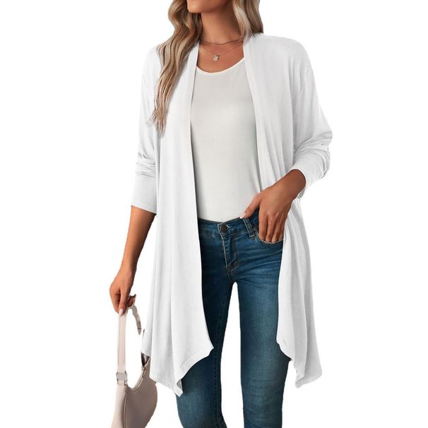 Cross-border European And American Women's Clothing 2026 Autumn New Solid Color Long-sleeve Cardigan Jacket_ecoleips.com