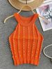 2024 Solid Color Crew Neck Tank Top Vacation Beaded Decor Sleeveless Tank Top For Summer Women's Clothing Crop Top_ecoleips.com
