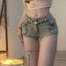 American Style Girl High Waist Denim Ultra Shorts 2025 Spring Summer New Slim Fit Hip-hugging Wide-leg Hot Pants_ecoleips.com