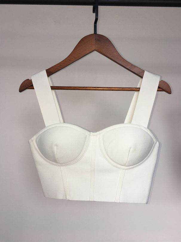 Trendy Brand Classic Foreign Trade Slim-fit Sexy Low-cut Camisole For Hot Girls, Stretchy Knitted Versatile Bandage Top_ecoleips.com