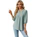 Women's Clothing Autumn And Winter New Solid Color V Neck Jacquard Three Quarter Sleeve Loose T Shirt Tops For Women_ecoleips.com