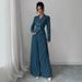 Women's Fashion Pant Set Pleated Skirt And Pants Two-Piece Casual Mid Waist Full Length Cotton Polyester_ecoleips.com