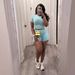 Verve Women's Ribbed Solid Color Round Neck Tight-Fitting Short Sleeve Top And Shorts Sports Casual Set_ecoleips.com