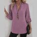 Aria Basics Aria Basics 2025 Spring Summer European And American Cross-Border New Women's Casual Loose Plus Size V-Neck Solid Color Shirt_ecoleips.com