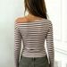 Women's Off-Shoulder Striped Slim Fit Top Y2K Hot Girl European American Style Autumn Collection_ecoleips.com
