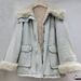girl Large Lapel Denim Parka For Women Korean Style 2025 Winter New High-end Feel Inner Fleece Lined Thickened Coat_ecoleips.com