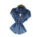Women's Commuter Style V Neck Skin Friendly Breathable Tie up Denim Shirt Summer Slimming Short Sleeved Top_ecoleips.com