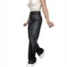 Aria Basics Cross-border Women's Clothing European And American Leather High-waisted Straight Stylish Wide-leg Pants For_ecoleips.com