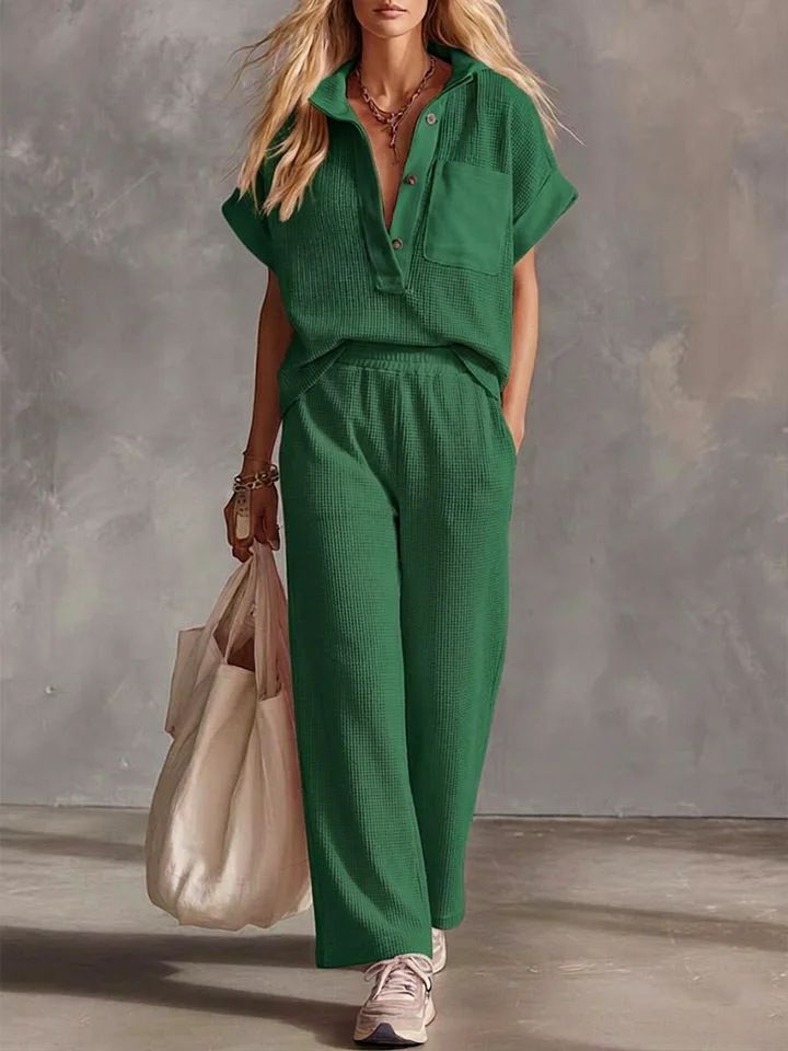 Women's Clothing Women's Fashion Casual Two Piece Set Short Sleeve Top And Pants Autumn/Summer For Formal & Casual_ecoleips.com