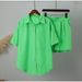 Women's Fashionable Casual Shorts Set European And American Style Spring/Summer Solid Color Sexy Temperament Short Sleeved Top And Bottoms_ecoleips.com