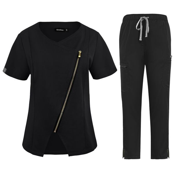 Women's Clothing Zipper Wash Clothes Beauty Salon Haircut Spa Staff Dental Clinic Work Clothes Nurse Clothes_ecoleips.com