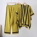 Women's Three Piece Leisure Suit Knitted Sweater Shawl Cape Wide Leg Pants Lazy Style Autumn Winter Fashion Set_ecoleips.com