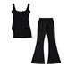 Women's Clothing Square Collar Irregular Side Pleated Camisole Sports Elastic Waist Slightly Flared Pants Two Piece Suit_ecoleips.com