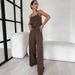 Brown Milk Silk European And American Summer New Knitted Camisole Long Pants Pajama Set Cross-Border Women's_ecoleips.com
