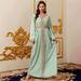 Women's Clothing Robe Cross Border Long Sleeved V Neck Dress_ecoleips.com