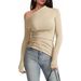 Cross Border European And American Style Women's Autumn Top, Sexy Off Shoulder Fashion T Shirt, Milk Silk Long Sleeve Women's Clothing_ecoleips.com
