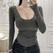 Slim Fitting U Neck Inner Layer Top for Women Korean Style Stretchy Tight Fit Long Sleeved T-Shirt INS Inspired Autumn Winter Wear_ecoleips.com