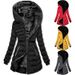 Winter Women's Slim-Fit Fleece-Lined Hooded Coat – Thickened Polyester Puffer Jacket For Cold Weather (Red/Yellow/Grey/Black)_ecoleips.com