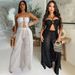 Women's Clothing Sexy Two Piece Suit For Women Fashion Lace Up Top With Loose Wide Leg Pants Suit_ecoleips.com