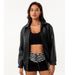 Women's Oversized Faux Leather Jacket With Lapel Collar, Long Sleeve Loose Fit Coat For Spring & Autumn, Fashionable Outerwear_ecoleips.com